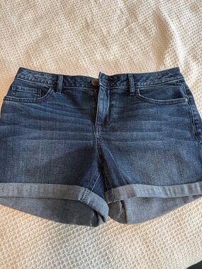LC Lauren Conrad Dark Blue Rolled Hem Jean Shorts